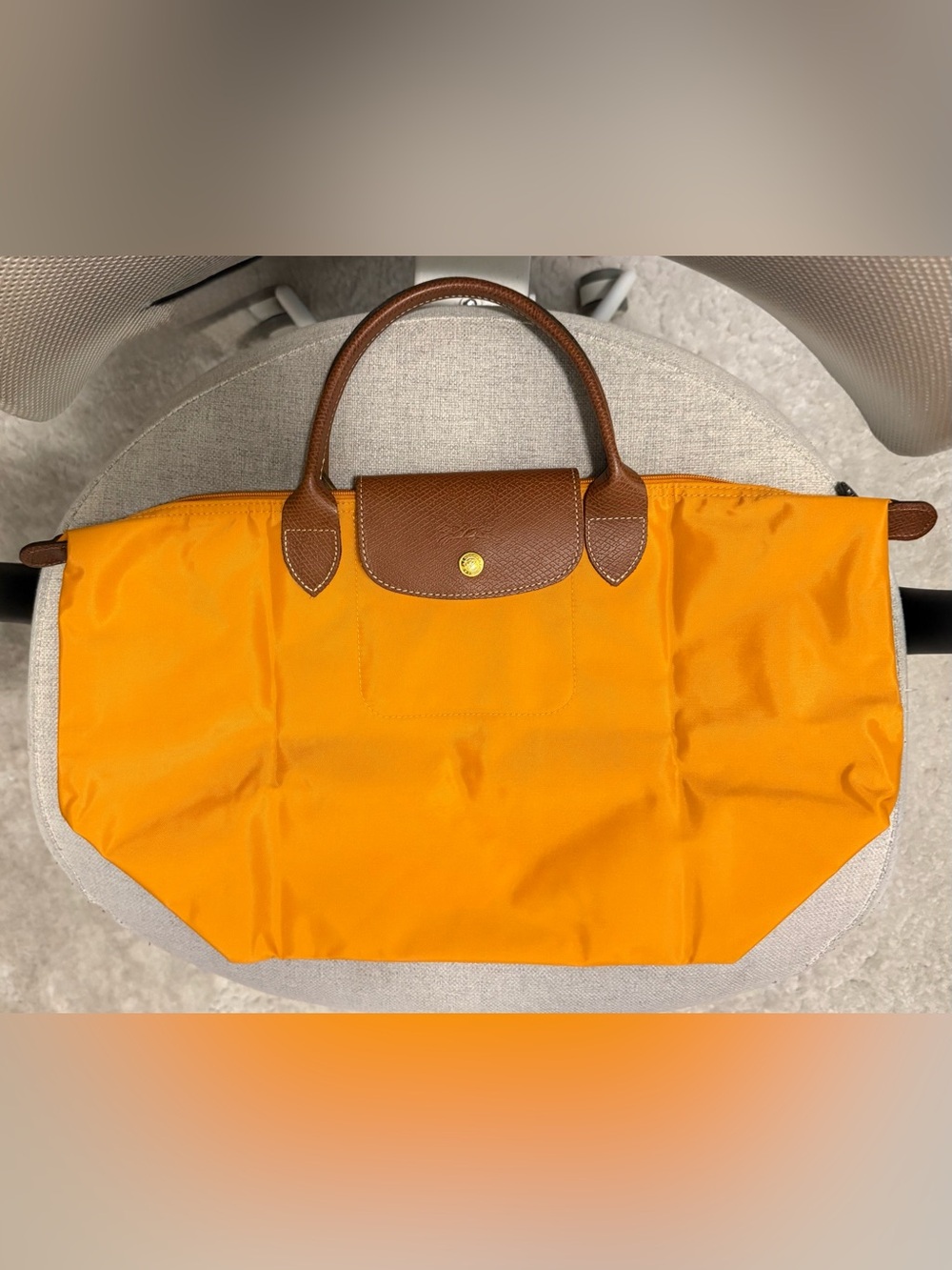 Longchamp Le Pliage Medium Top Handle Tote – Marigold Orange